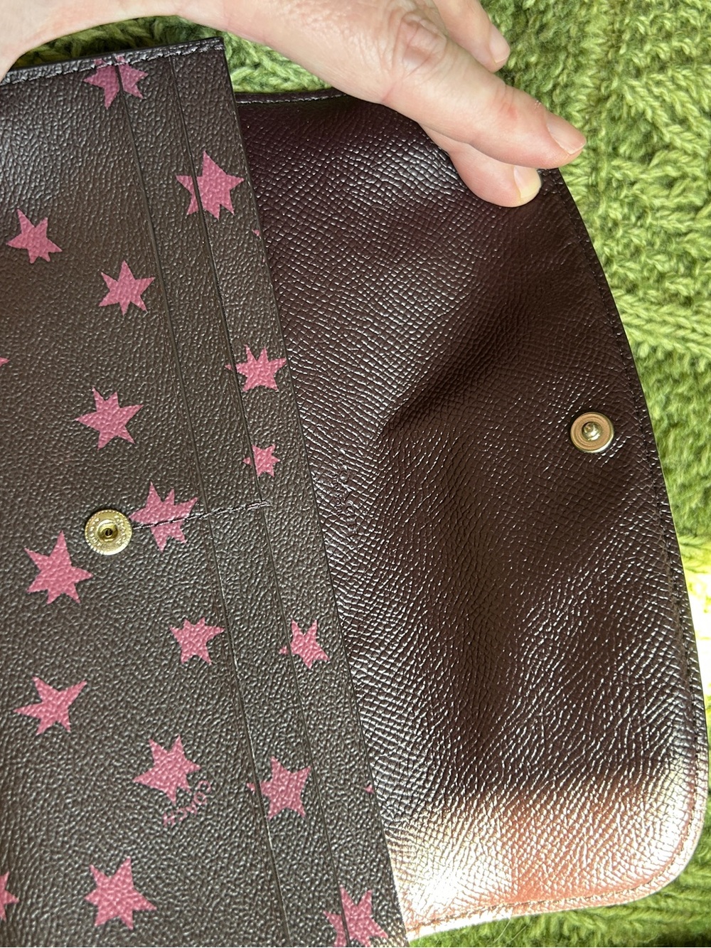 Coach Soft Long Wallet with Disco Pink Star Print on Brown Coated Canvas - Picture 4 of 12